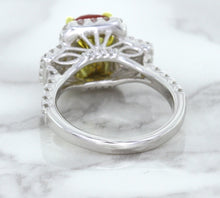 Load image into Gallery viewer, 3.04ct Cushion Ruby Ring with Diamond Halo in 18K White Gold