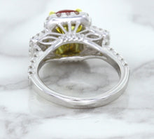 Load image into Gallery viewer, 3.04ct Cushion Ruby Ring with Diamond Halo in 18K White Gold