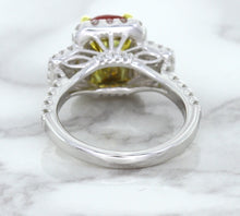 Load image into Gallery viewer, 3.04ct Cushion Ruby Ring with Diamond Halo in 18K White Gold