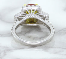 Load image into Gallery viewer, 3.04ct Cushion Ruby Ring with Diamond Halo in 18K White Gold