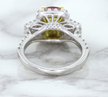 Load image into Gallery viewer, 3.04ct Cushion Ruby Ring with Diamond Halo in 18K White Gold