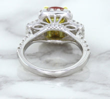 Load image into Gallery viewer, 3.04ct Cushion Ruby Ring with Diamond Halo in 18K White Gold