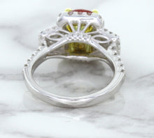 Load image into Gallery viewer, 3.04ct Cushion Ruby Ring with Diamond Halo in 18K White Gold