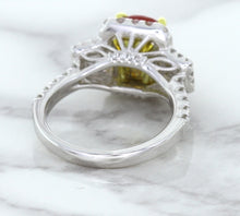 Load image into Gallery viewer, 3.04ct Cushion Ruby Ring with Diamond Halo in 18K White Gold