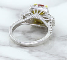 Load image into Gallery viewer, 3.04ct Cushion Ruby Ring with Diamond Halo in 18K White Gold