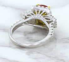 Load image into Gallery viewer, 3.04ct Cushion Ruby Ring with Diamond Halo in 18K White Gold