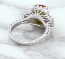Load image into Gallery viewer, 3.04ct Cushion Ruby Ring with Diamond Halo in 18K White Gold