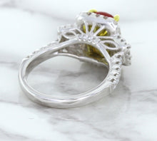 Load image into Gallery viewer, 3.04ct Cushion Ruby Ring with Diamond Halo in 18K White Gold