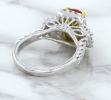 Load image into Gallery viewer, 3.04ct Cushion Ruby Ring with Diamond Halo in 18K White Gold