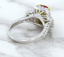 Load image into Gallery viewer, 3.04ct Cushion Ruby Ring with Diamond Halo in 18K White Gold