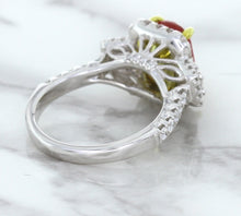 Load image into Gallery viewer, 3.04ct Cushion Ruby Ring with Diamond Halo in 18K White Gold
