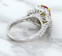 Load image into Gallery viewer, 3.04ct Cushion Ruby Ring with Diamond Halo in 18K White Gold