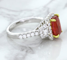 Load image into Gallery viewer, 3.04ct Cushion Ruby Ring with Diamond Halo in 18K White Gold