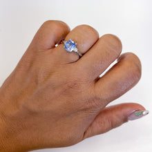Load image into Gallery viewer, 2.33ct Cushion Blue Sapphire Ring with Diamond Accents in 14K White Gold