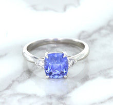 Load image into Gallery viewer, 2.33ct Cushion Blue Sapphire Ring with Diamond Accents in 14K White Gold