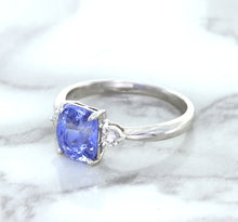 Load image into Gallery viewer, 2.33ct Cushion Blue Sapphire Ring with Diamond Accents in 14K White Gold
