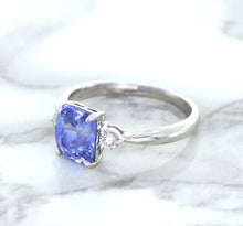 Load image into Gallery viewer, 2.33ct Cushion Blue Sapphire Ring with Diamond Accents in 14K White Gold