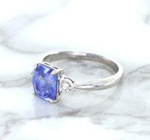 Load image into Gallery viewer, 2.33ct Cushion Blue Sapphire Ring with Diamond Accents in 14K White Gold