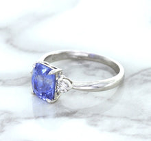 Load image into Gallery viewer, 2.33ct Cushion Blue Sapphire Ring with Diamond Accents in 14K White Gold