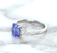 Load image into Gallery viewer, 2.33ct Cushion Blue Sapphire Ring with Diamond Accents in 14K White Gold