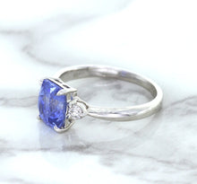 Load image into Gallery viewer, 2.33ct Cushion Blue Sapphire Ring with Diamond Accents in 14K White Gold