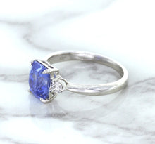 Load image into Gallery viewer, 2.33ct Cushion Blue Sapphire Ring with Diamond Accents in 14K White Gold
