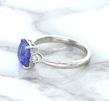 Load image into Gallery viewer, 2.33ct Cushion Blue Sapphire Ring with Diamond Accents in 14K White Gold