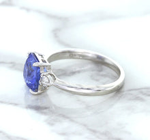 Load image into Gallery viewer, 2.33ct Cushion Blue Sapphire Ring with Diamond Accents in 14K White Gold