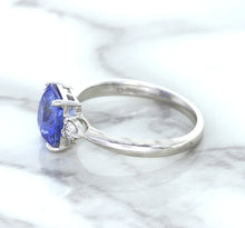 Load image into Gallery viewer, 2.33ct Cushion Blue Sapphire Ring with Diamond Accents in 14K White Gold