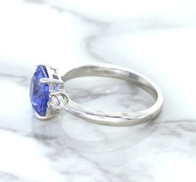 Load image into Gallery viewer, 2.33ct Cushion Blue Sapphire Ring with Diamond Accents in 14K White Gold