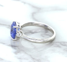 Load image into Gallery viewer, 2.33ct Cushion Blue Sapphire Ring with Diamond Accents in 14K White Gold