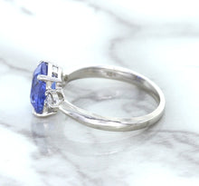 Load image into Gallery viewer, 2.33ct Cushion Blue Sapphire Ring with Diamond Accents in 14K White Gold