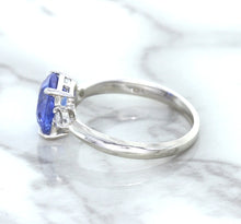 Load image into Gallery viewer, 2.33ct Cushion Blue Sapphire Ring with Diamond Accents in 14K White Gold