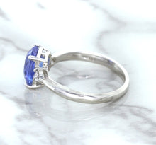 Load image into Gallery viewer, 2.33ct Cushion Blue Sapphire Ring with Diamond Accents in 14K White Gold