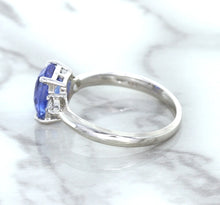 Load image into Gallery viewer, 2.33ct Cushion Blue Sapphire Ring with Diamond Accents in 14K White Gold