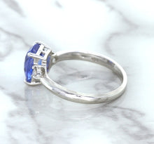 Load image into Gallery viewer, 2.33ct Cushion Blue Sapphire Ring with Diamond Accents in 14K White Gold