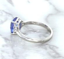 Load image into Gallery viewer, 2.33ct Cushion Blue Sapphire Ring with Diamond Accents in 14K White Gold