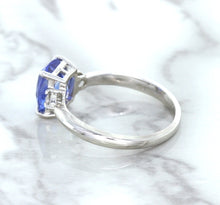 Load image into Gallery viewer, 2.33ct Cushion Blue Sapphire Ring with Diamond Accents in 14K White Gold