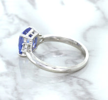 Load image into Gallery viewer, 2.33ct Cushion Blue Sapphire Ring with Diamond Accents in 14K White Gold