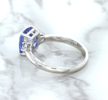 Load image into Gallery viewer, 2.33ct Cushion Blue Sapphire Ring with Diamond Accents in 14K White Gold