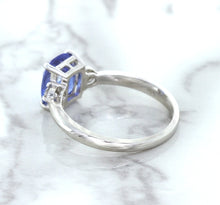 Load image into Gallery viewer, 2.33ct Cushion Blue Sapphire Ring with Diamond Accents in 14K White Gold