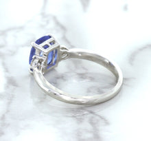 Load image into Gallery viewer, 2.33ct Cushion Blue Sapphire Ring with Diamond Accents in 14K White Gold