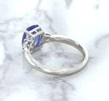 Load image into Gallery viewer, 2.33ct Cushion Blue Sapphire Ring with Diamond Accents in 14K White Gold