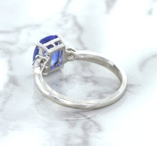 Load image into Gallery viewer, 2.33ct Cushion Blue Sapphire Ring with Diamond Accents in 14K White Gold