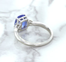 Load image into Gallery viewer, 2.33ct Cushion Blue Sapphire Ring with Diamond Accents in 14K White Gold