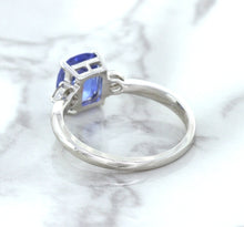 Load image into Gallery viewer, 2.33ct Cushion Blue Sapphire Ring with Diamond Accents in 14K White Gold