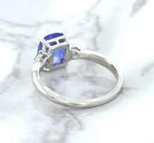Load image into Gallery viewer, 2.33ct Cushion Blue Sapphire Ring with Diamond Accents in 14K White Gold