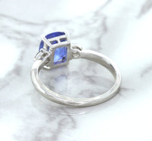 Load image into Gallery viewer, 2.33ct Cushion Blue Sapphire Ring with Diamond Accents in 14K White Gold