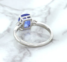 Load image into Gallery viewer, 2.33ct Cushion Blue Sapphire Ring with Diamond Accents in 14K White Gold