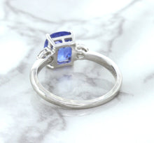 Load image into Gallery viewer, 2.33ct Cushion Blue Sapphire Ring with Diamond Accents in 14K White Gold